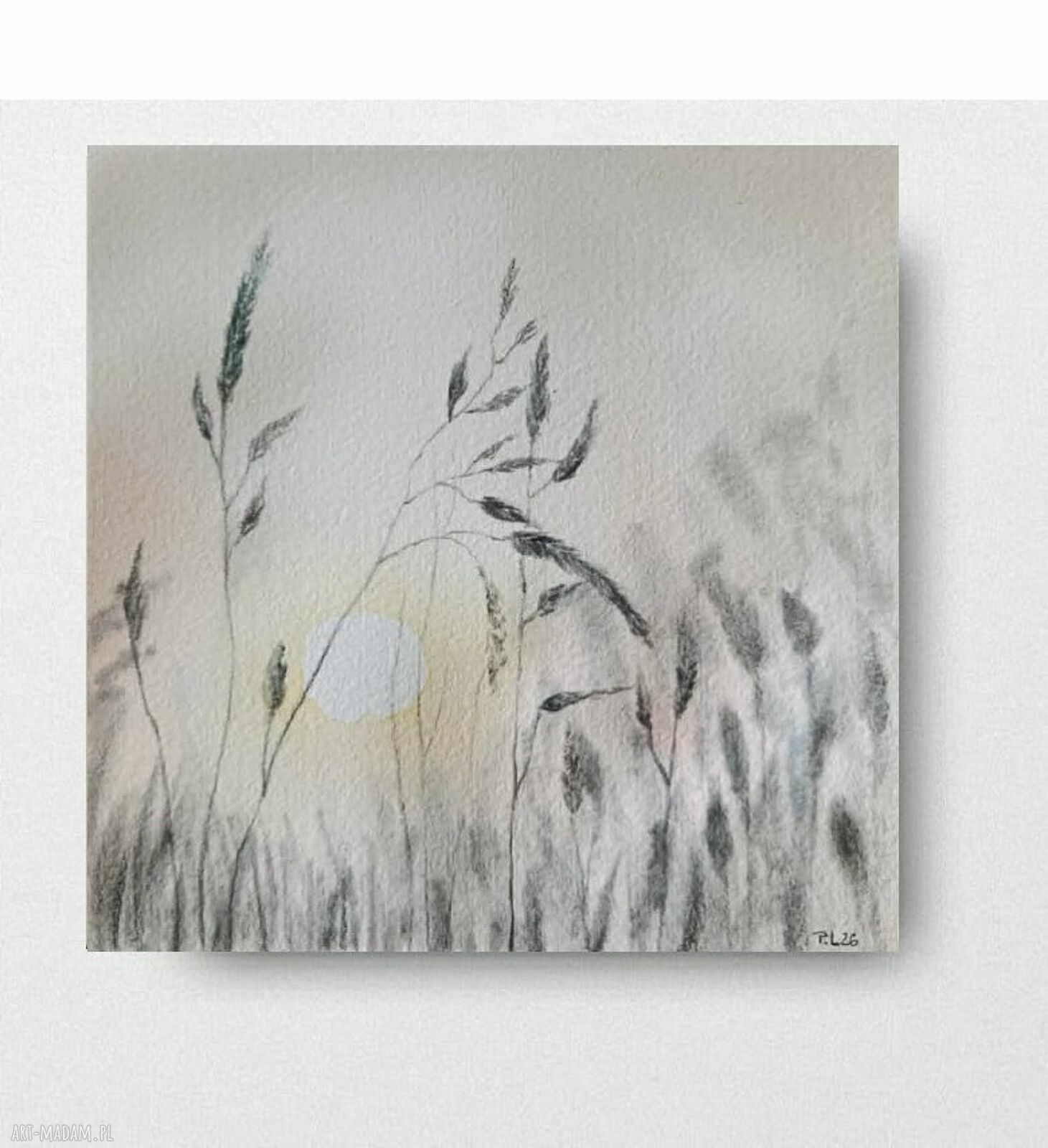 Akwarela „Trawki” 20x20 cm - ręcznie malowana, sygnowana bez ramy