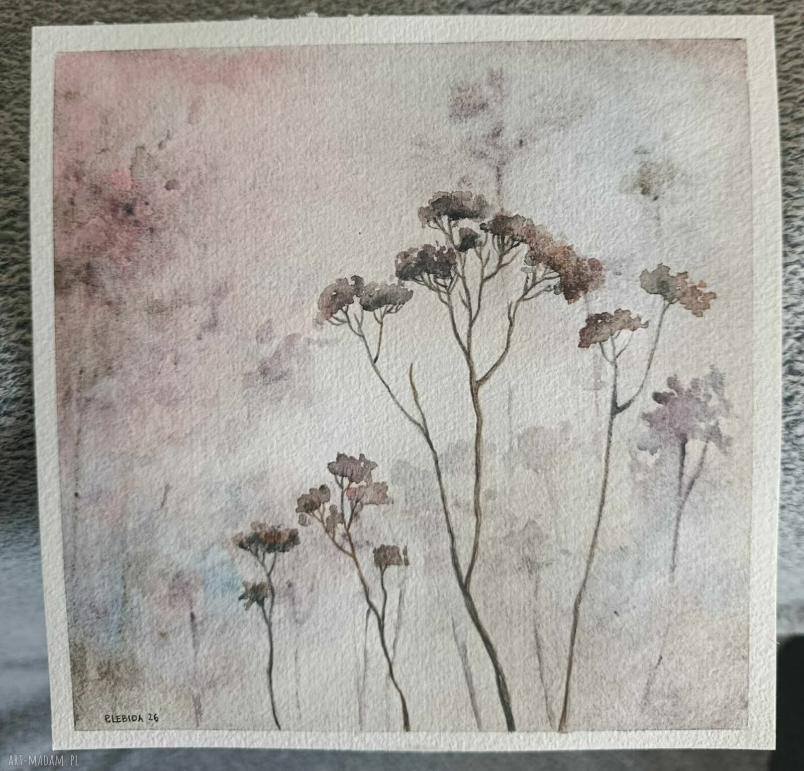 Akwarela TRAWKI - kwadratowy obraz 20x20 cm do Twojego wnętrza