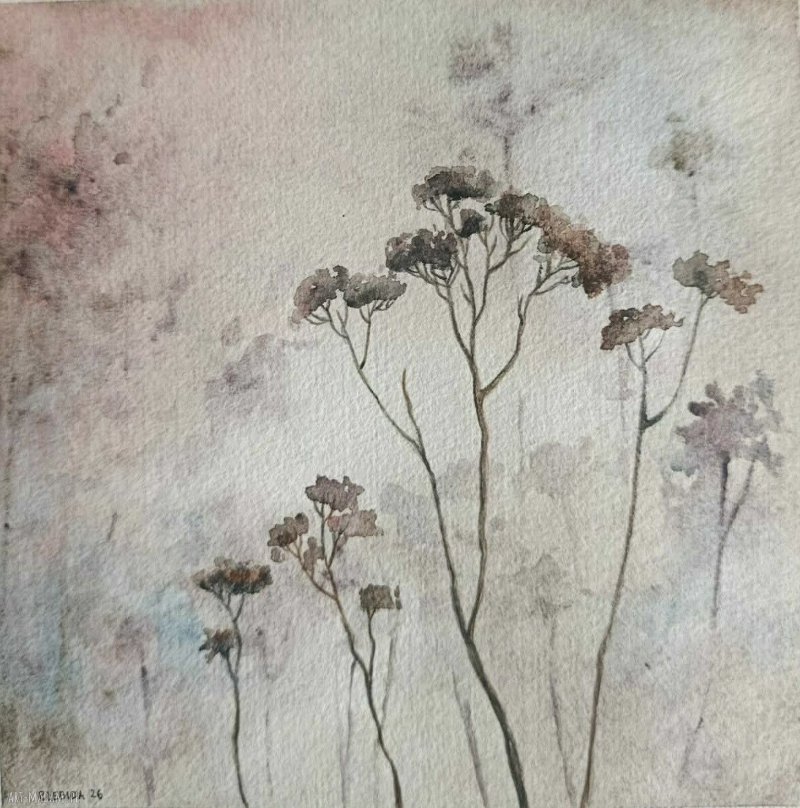TRAWKI - oryginalna akwarela 20 x 20 cm