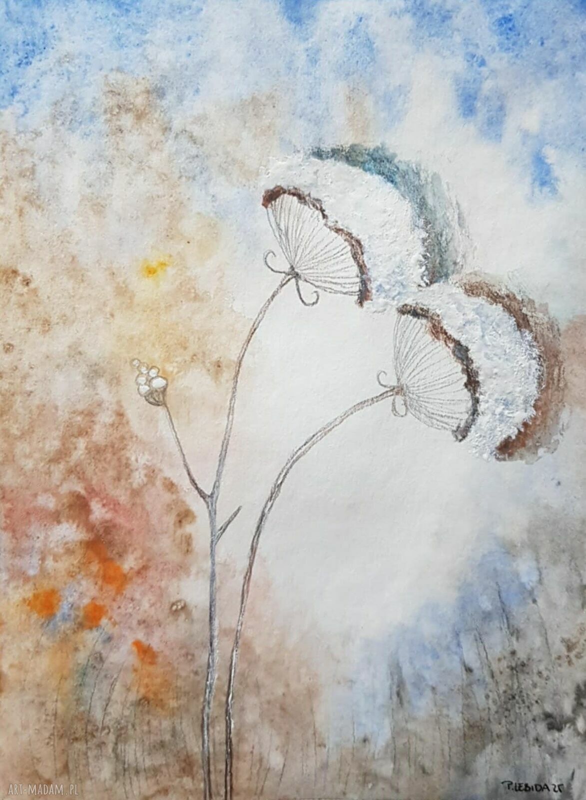 Trawki - akwarelowy obraz 24x18 cm