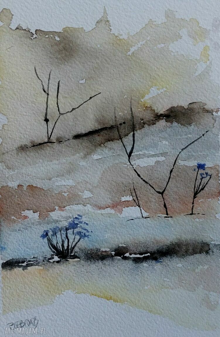 Oryginalna akwarela „Trawy” w formacie A5 - Paulina Lebida