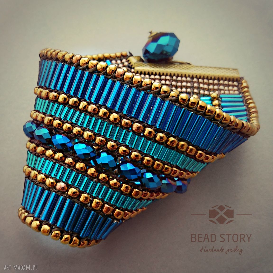 Treasure Turquoise - turkusowa bransoletka etno-boho z koralików na krosno