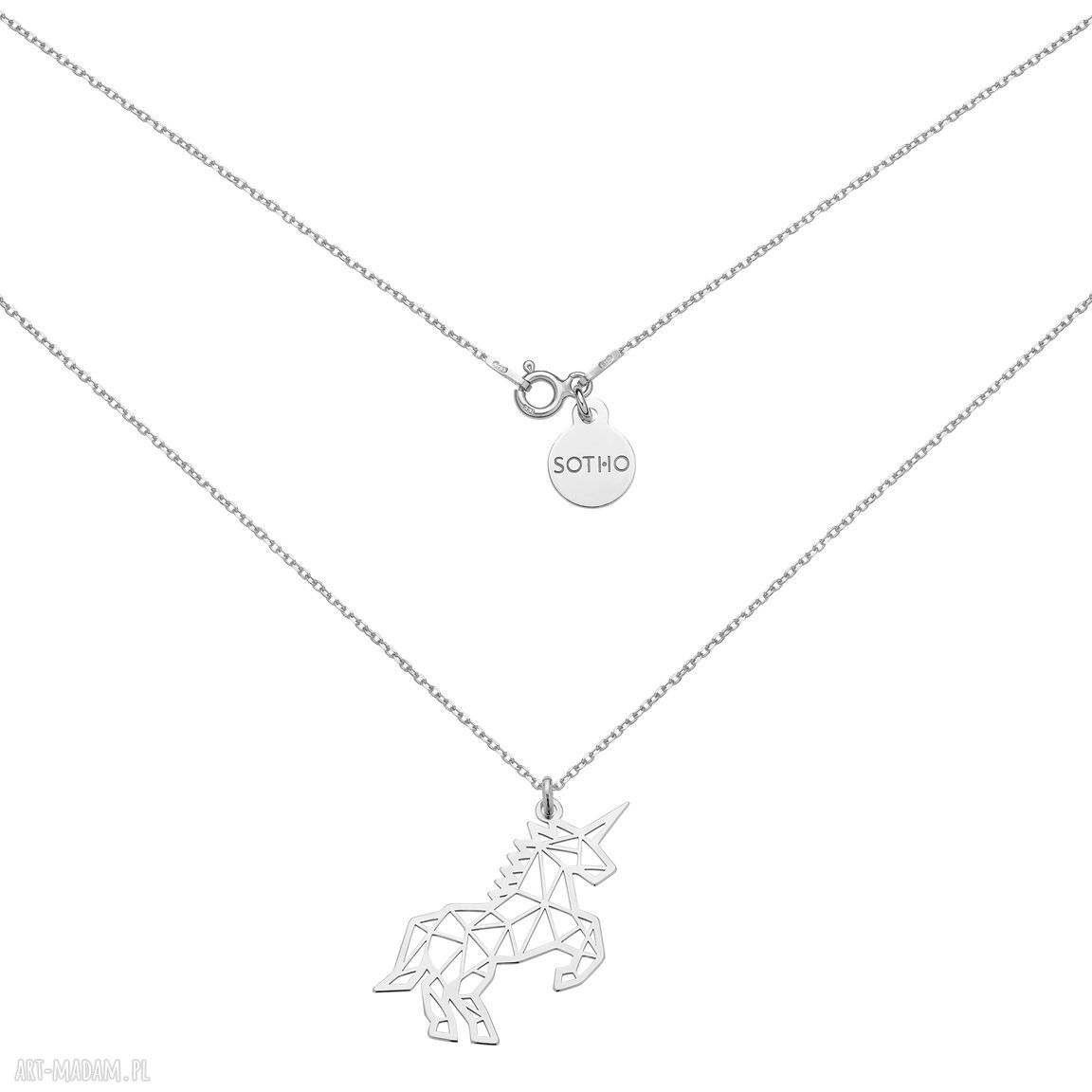 Srebrny naszyjnik jednorożcem jednorożec łańcuszek modowy srebro
