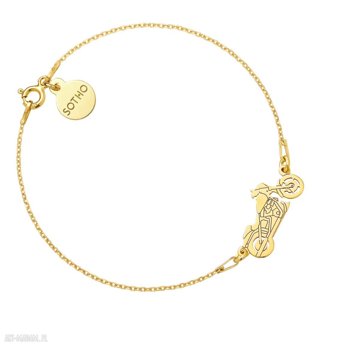 Złota bransoletka motocyklem motocykl modowa żółte trendy