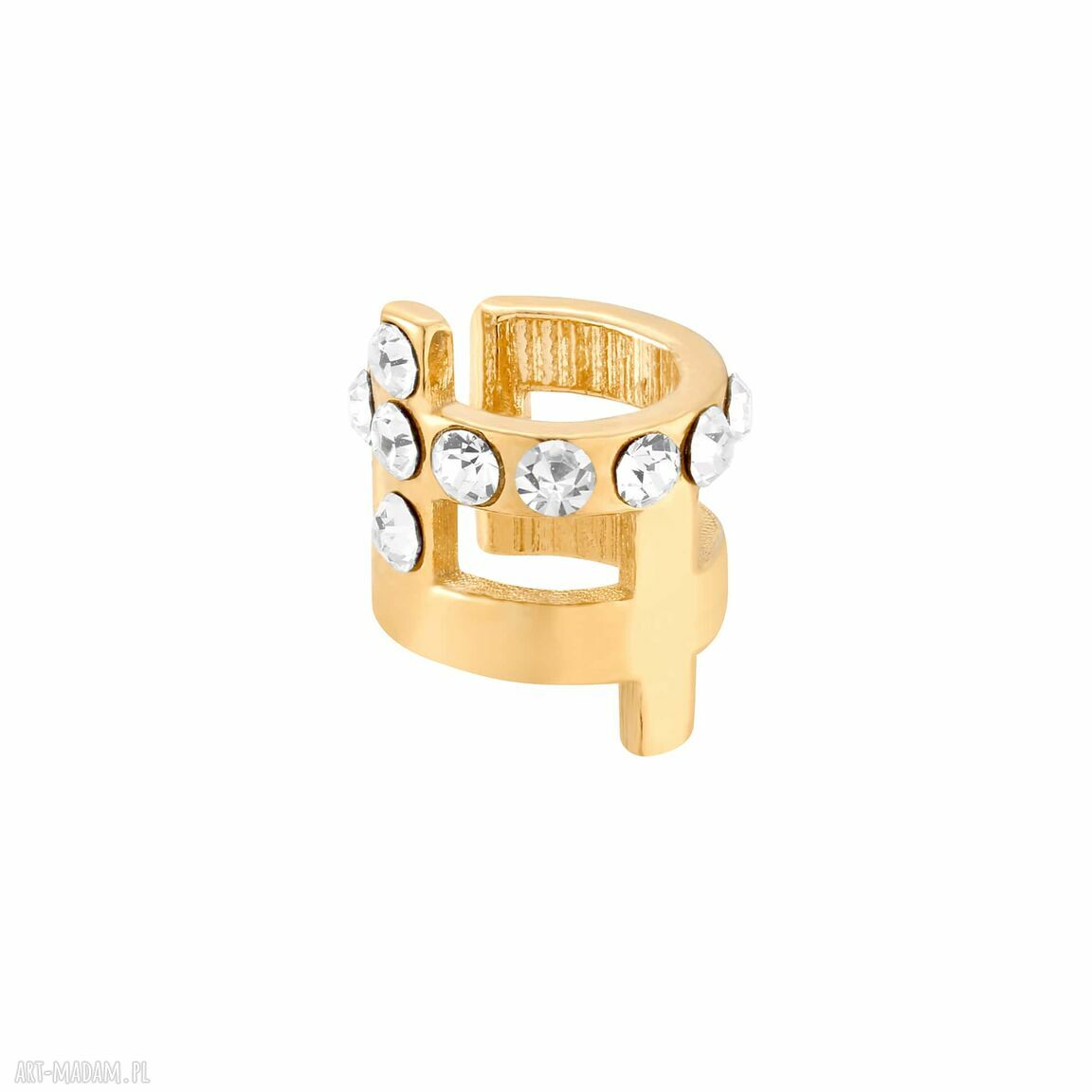 Złota nausznica kryształkami nusznica kryształy krzyże