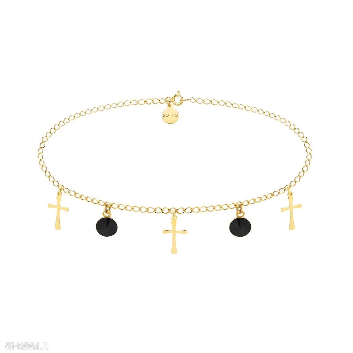 Złoty choker krzyżykami czarnymi kryształami swarovski® crystal