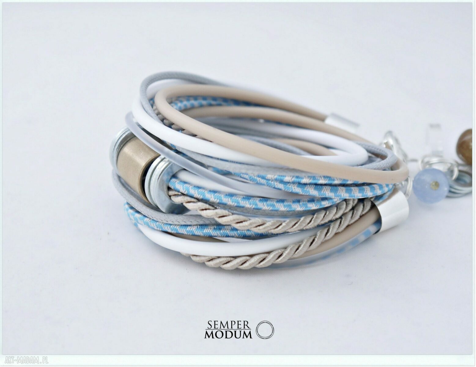 Trio Mono N - bransoletka i naszyjnik handmade z linek kauczukowych