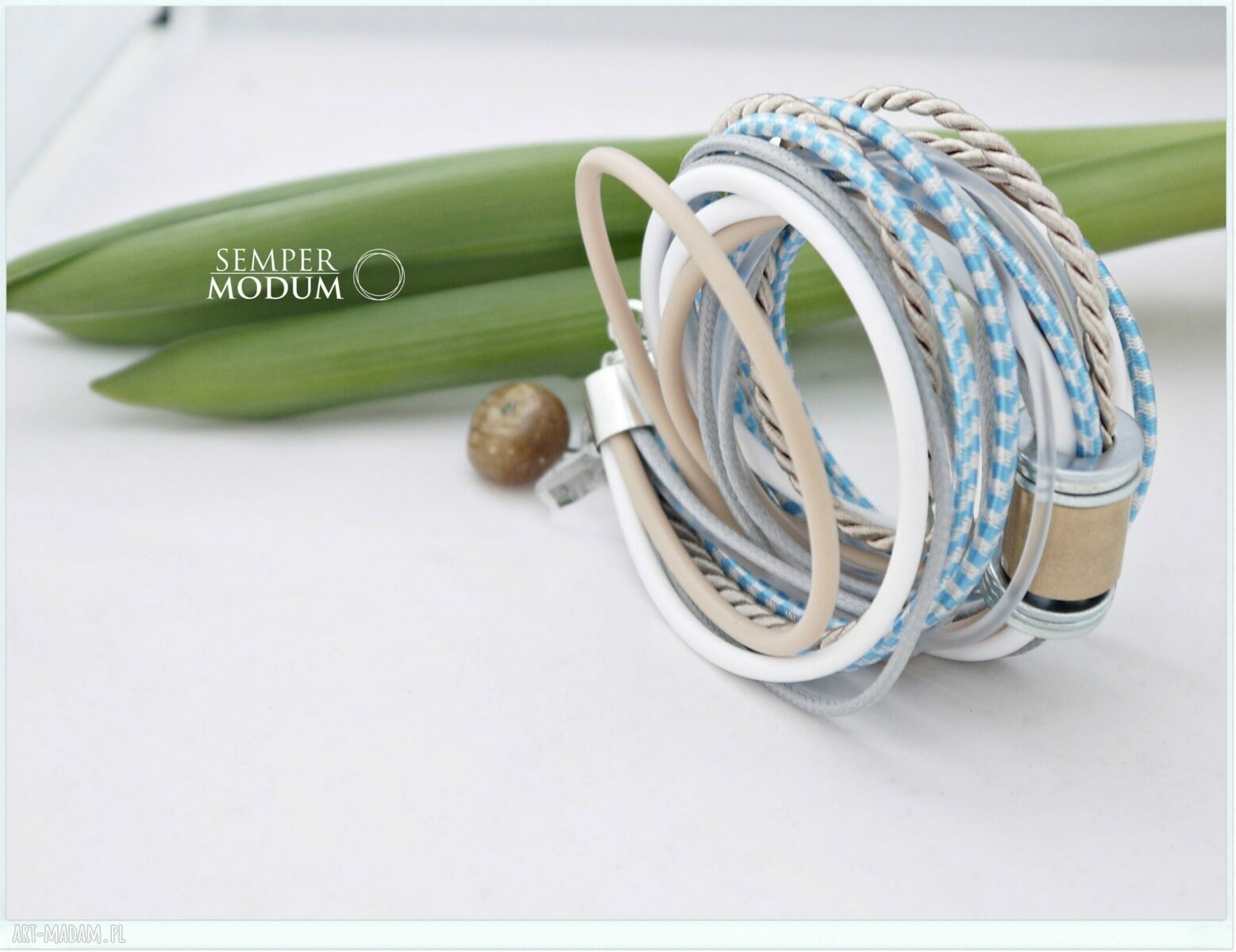 Trio Mono N - bransoletka i naszyjnik handmade z linek kauczukowych