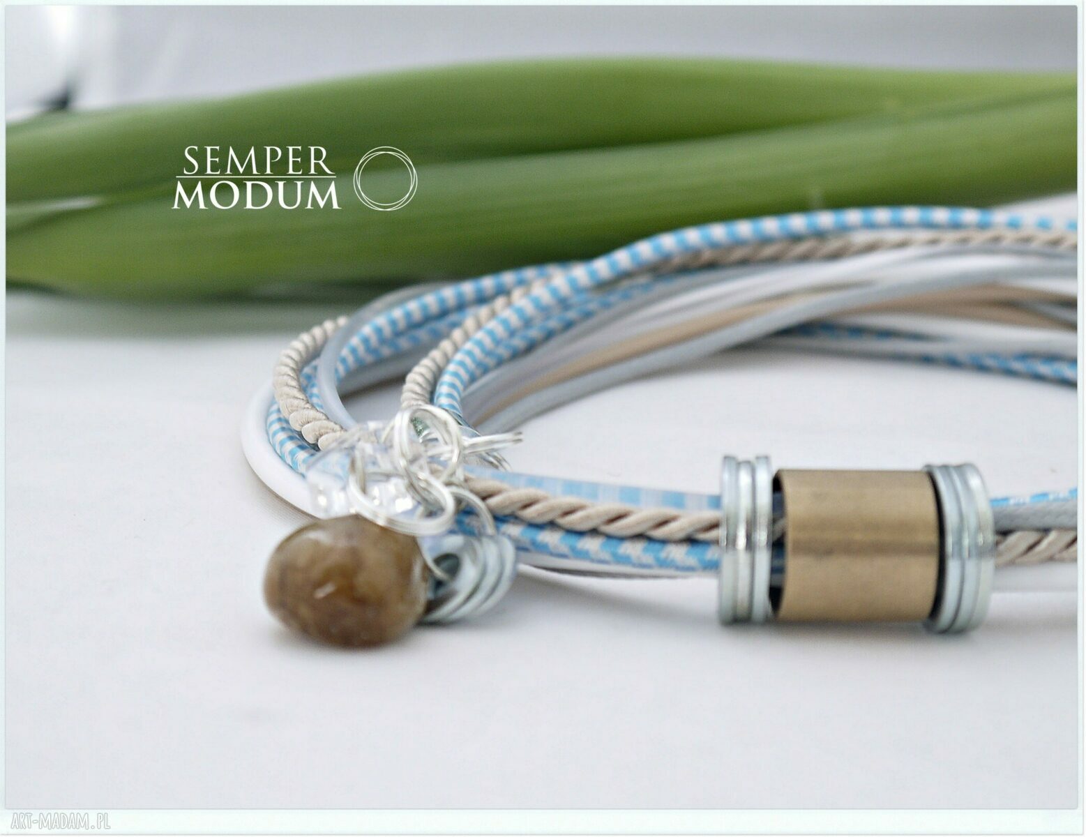 Trio Mono N - bransoletka i naszyjnik handmade z linek kauczukowych