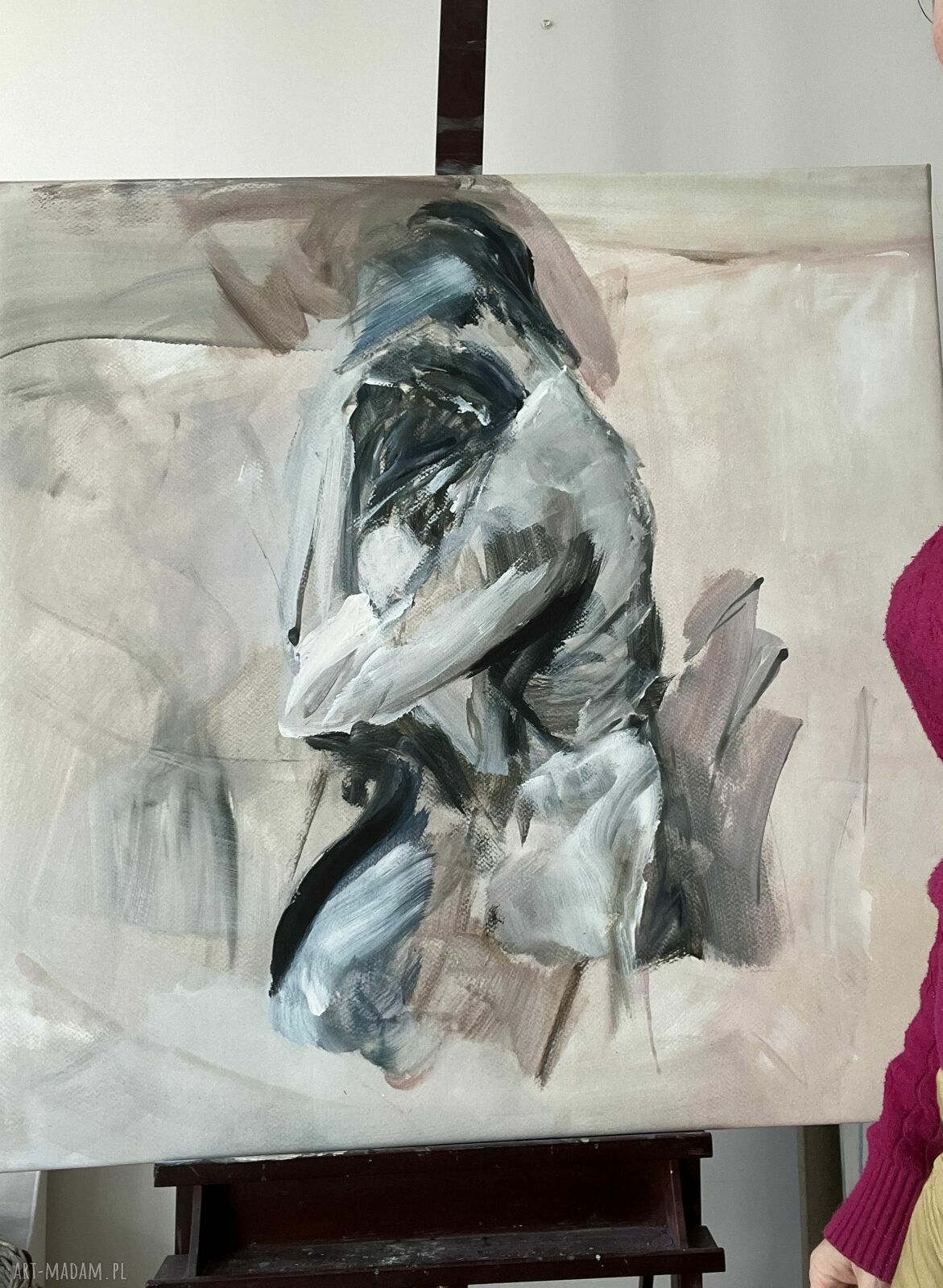 Trochę Czekałam - obraz akrylowy 100x100 na płótnie nad łóżko