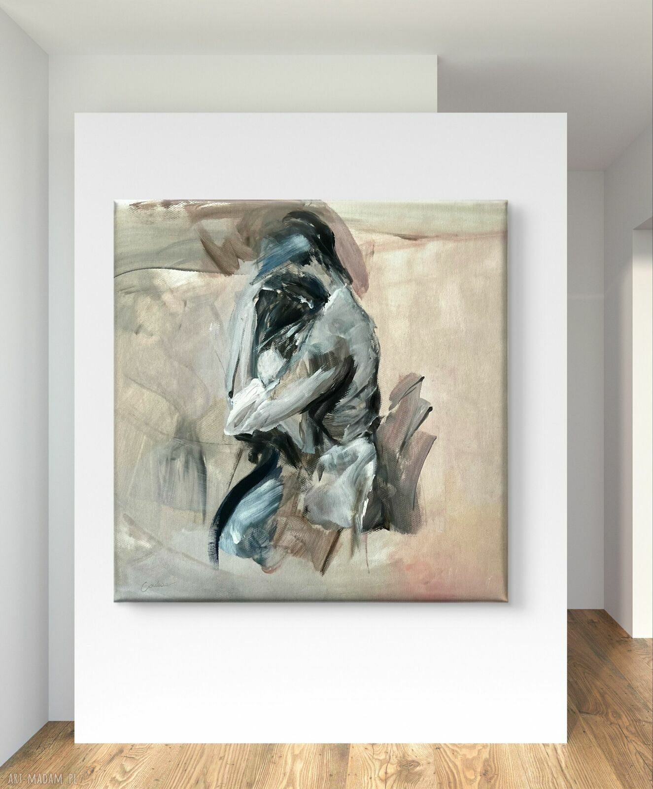 Trochę Czekałam - obraz akrylowy 100x100 na płótnie nad łóżko
