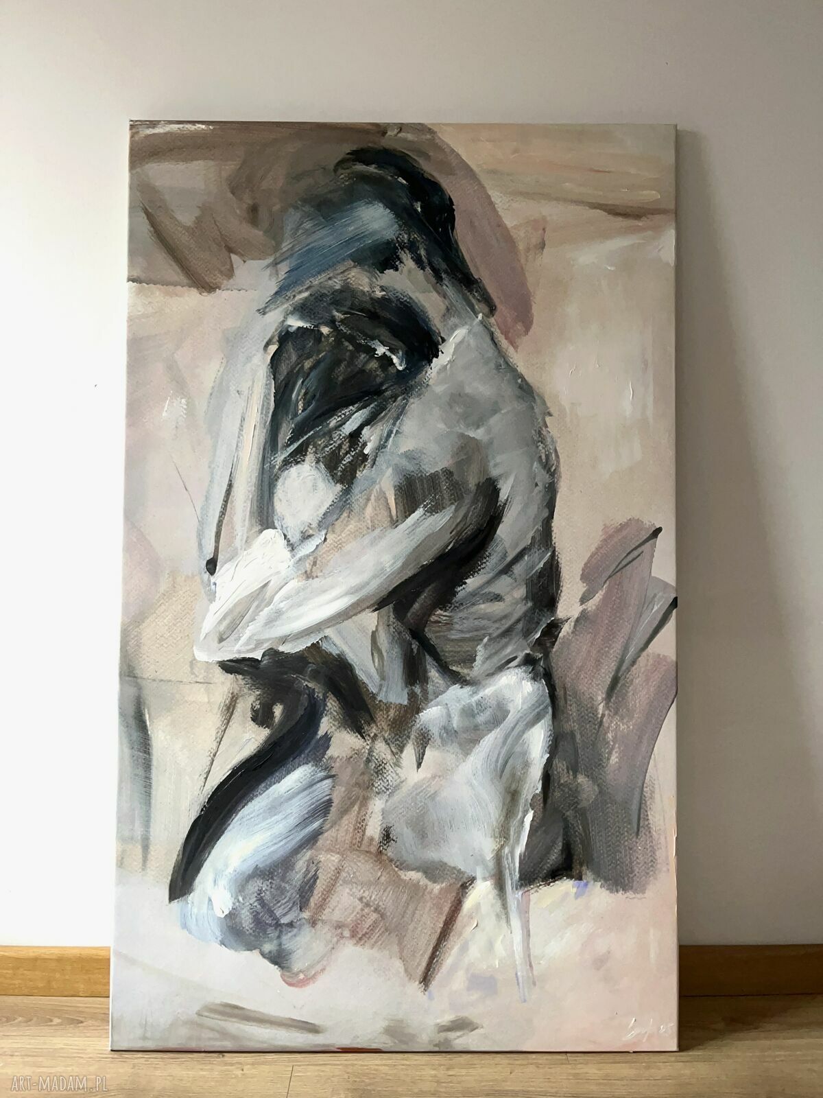 "Trochę Czekałam" - obraz nad łóżko 150x90 cm w pastelach
