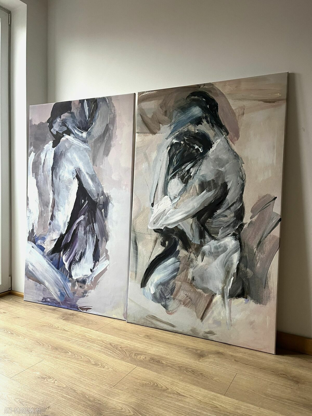"Trochę Czekałam" - obraz nad łóżko 150x90 cm w pastelach