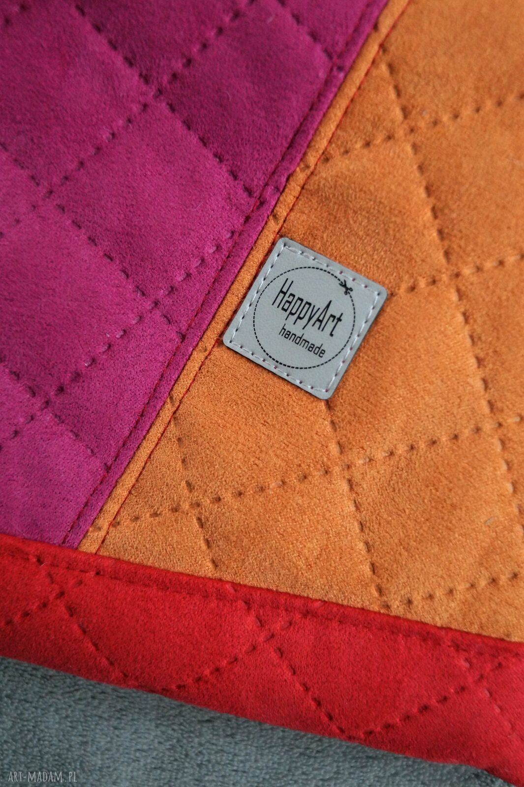 Trójkolorowa pikowana kosmetyczka handmade - patchwork dla Twojej torebki