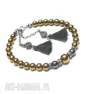 hematite line gold - graphite - bransoletka katia i krokodyl