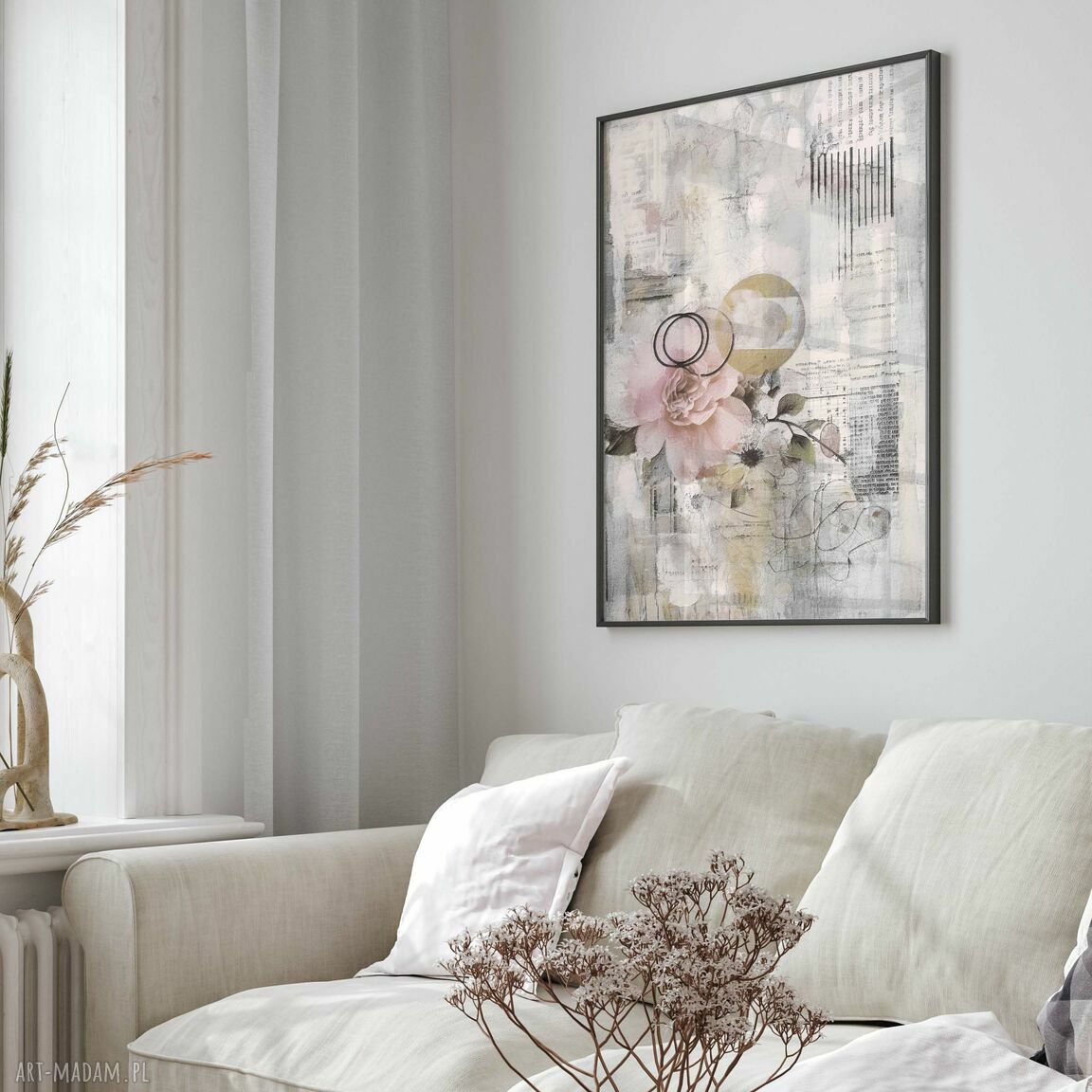 Tryptyk abstrakcja i kwiaty 50x70 cm - zestaw 3 plakatów