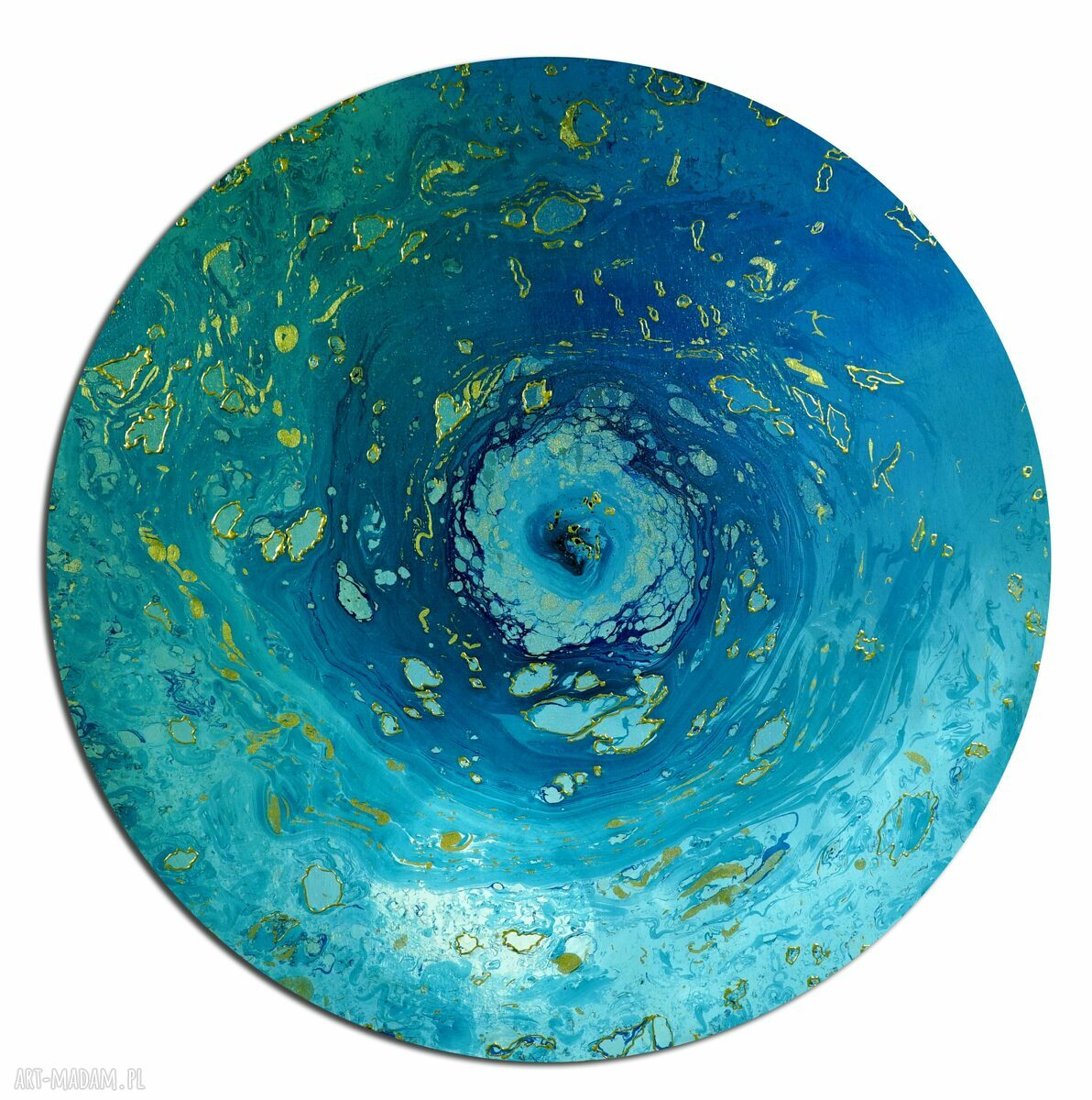 Tryptyk geograficzny Kosmos - Niebo i Wszechświat (3 koła 75 cm) - malowany ebru z złotym reliefem
