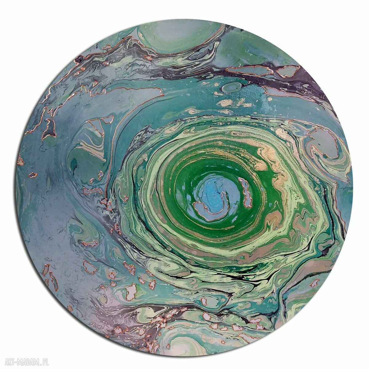 Tryptyk geograficzny - planeta i niebo, malowany techniką ebru