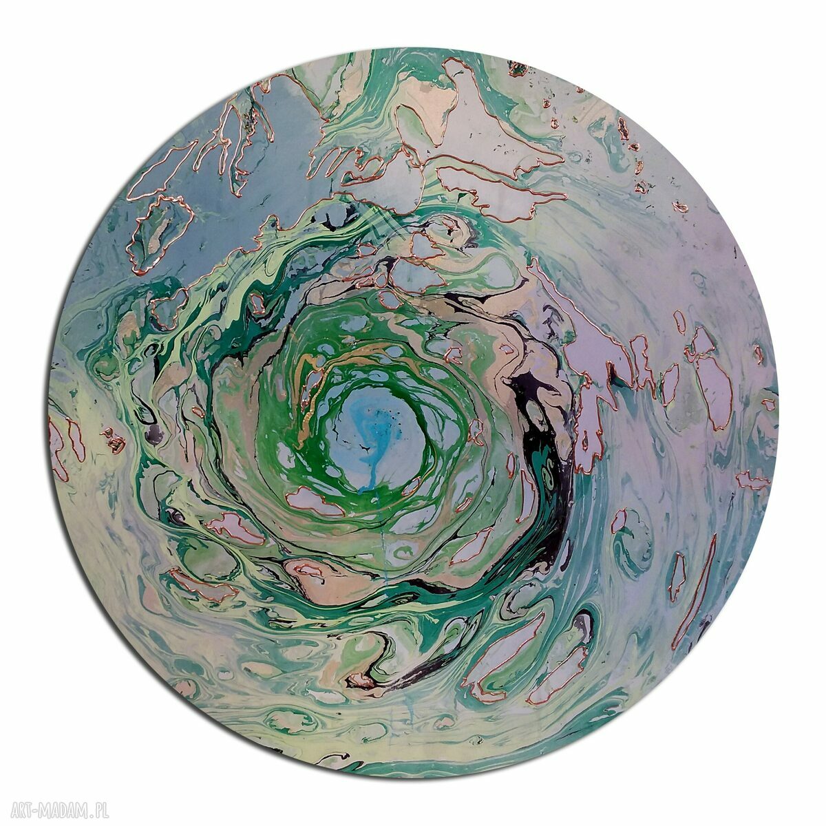Tryptyk geograficzny - planeta i niebo, malowany techniką ebru