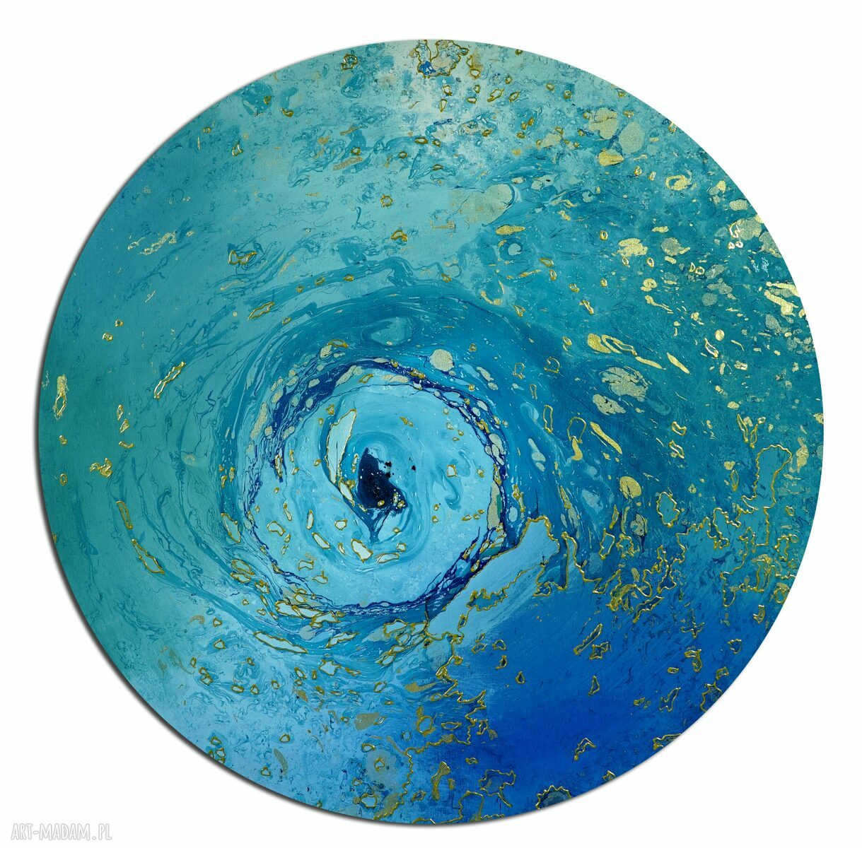 Tryptyk geograficzny Kosmos - Niebo i Wszechświat (3 koła 75 cm) - malowany ebru z złotym reliefem