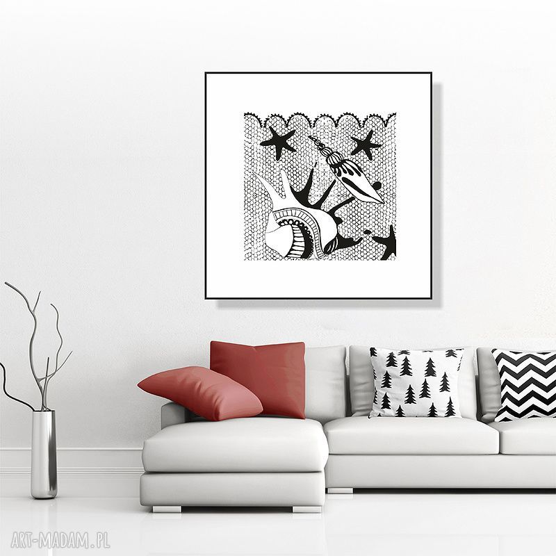 Tryptyk z koronki 30x30 cm - czarno-biały plakat artystyczny