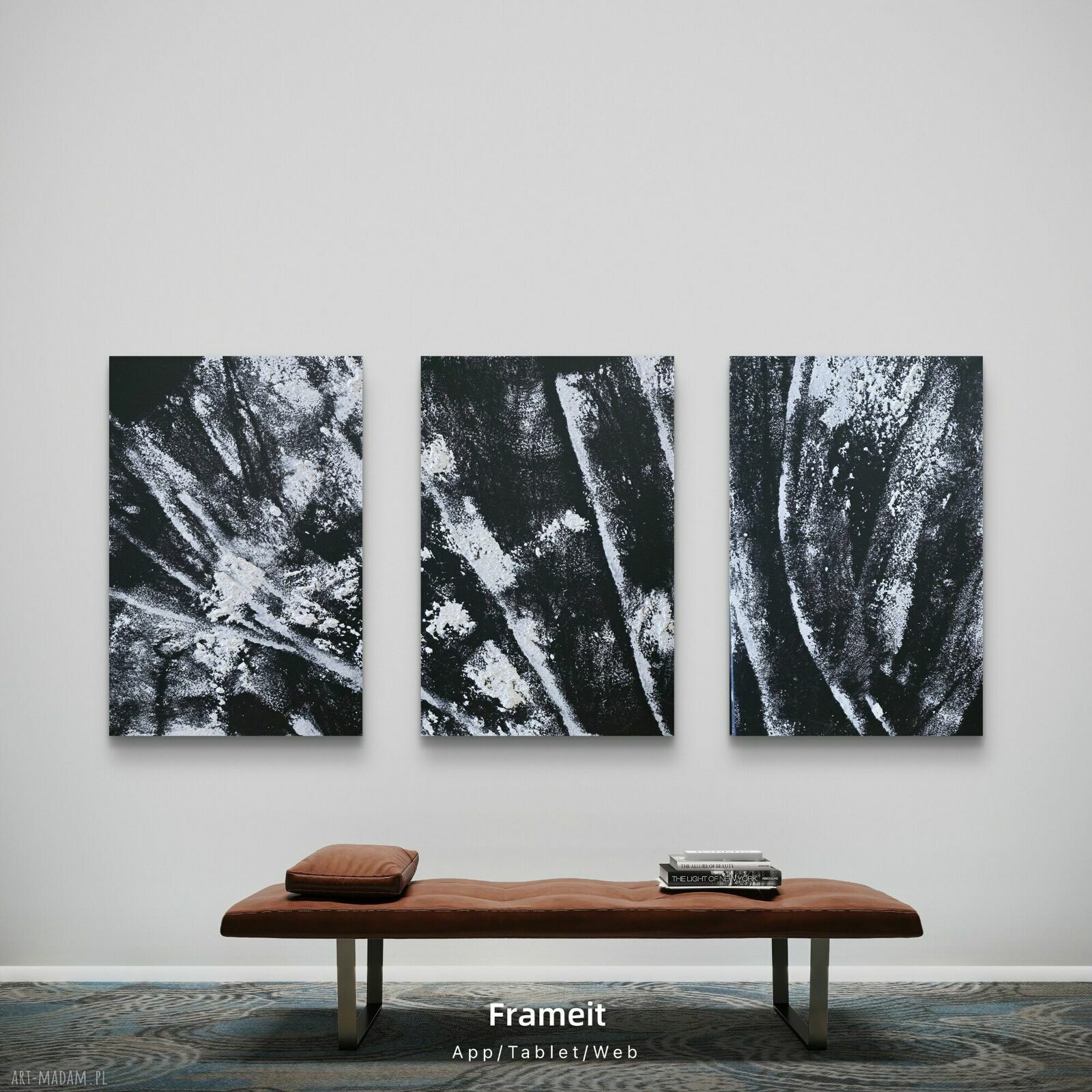 Tryptyk zimowy black&white - obraz akrylowy na płótnie 60x40x1 cm