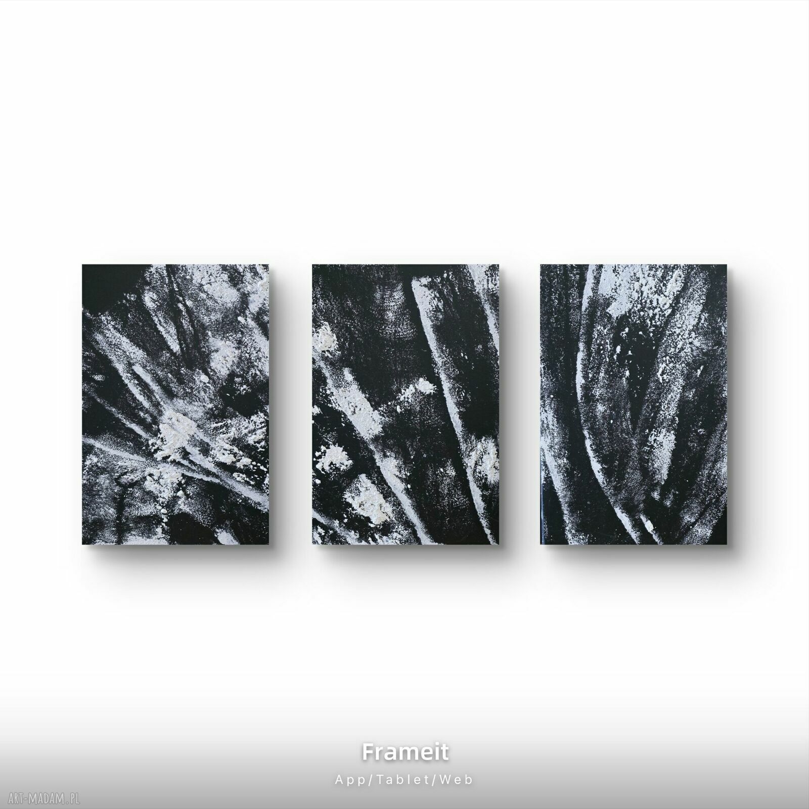 Tryptyk zimowy black&white - obraz akrylowy na płótnie 60x40x1 cm