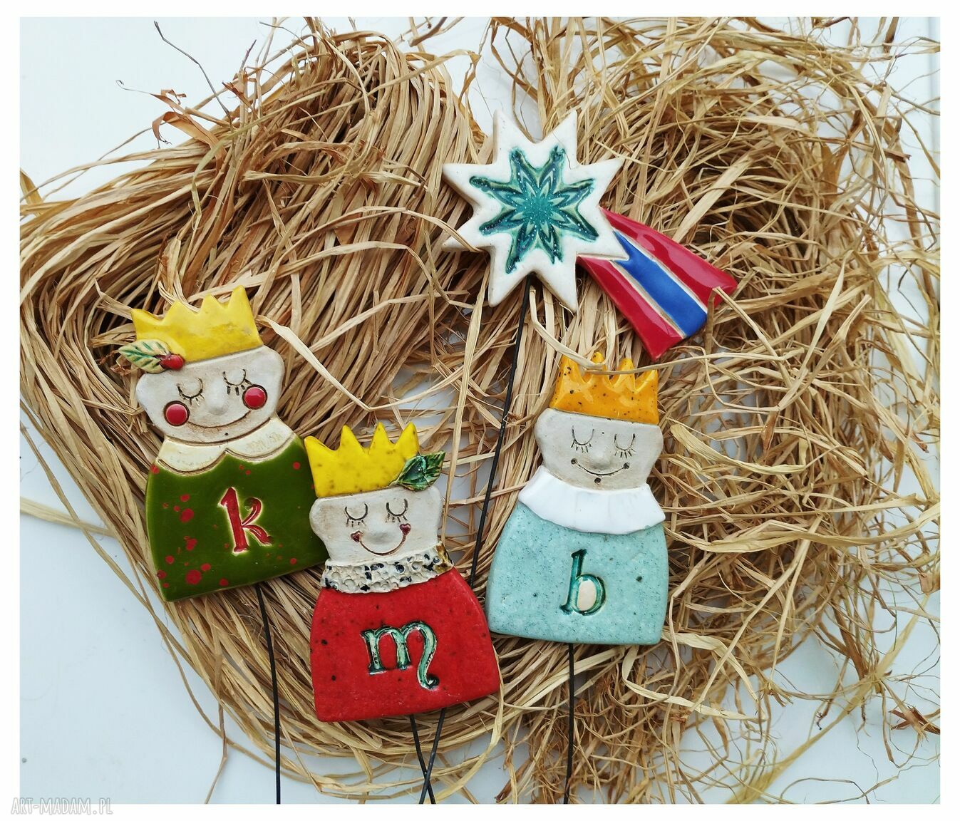 Trzej królowie i gwiazda betlejemska - ceramika handmade na świąteczny akcent