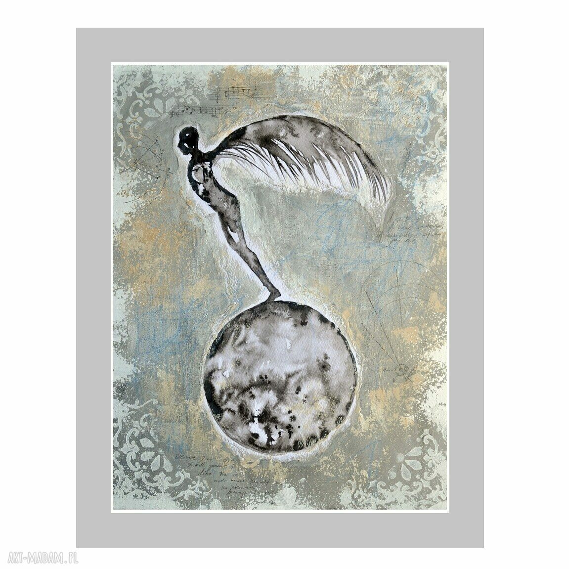 Trzepot piór - plakat autorski Ikar w stylu collage 30/40 cm