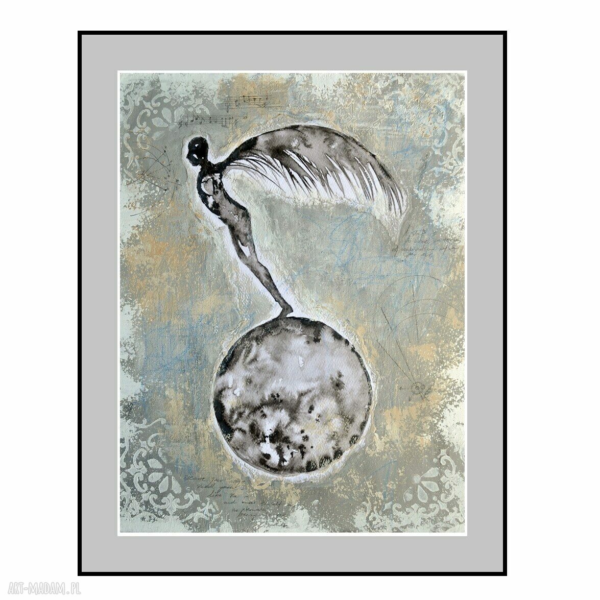 Trzepot piór - plakat autorski Ikar w stylu collage 30/40 cm