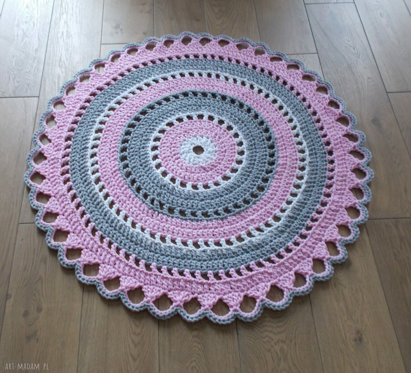 Dywan „Trzy kolory” Mandala Lace 110 cm - ze sznurka bawełnianego