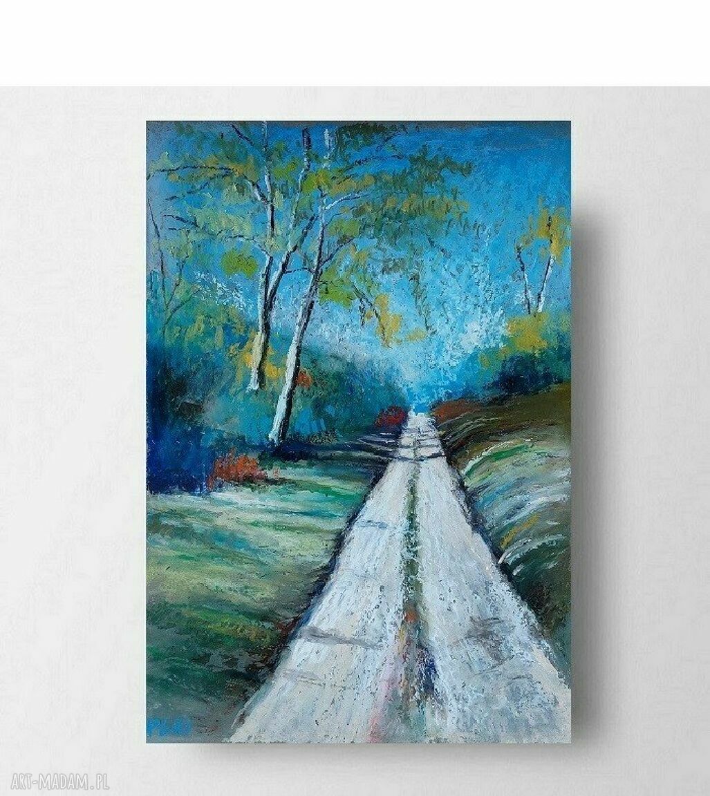 Trzy pejzaże - rysunki pastelami olejnymi w formacie A4