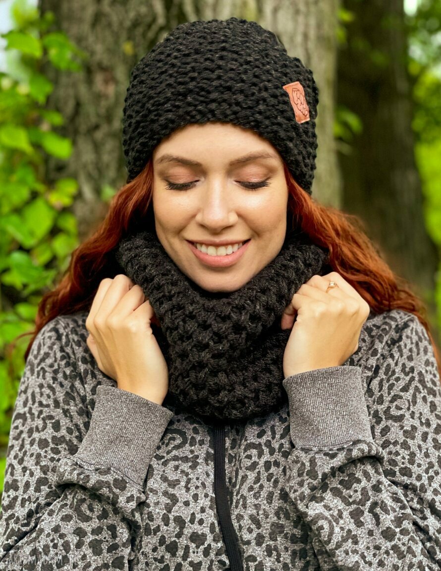 Tuba Czarna Perła - ręcznie robiony komin unisex na zimę