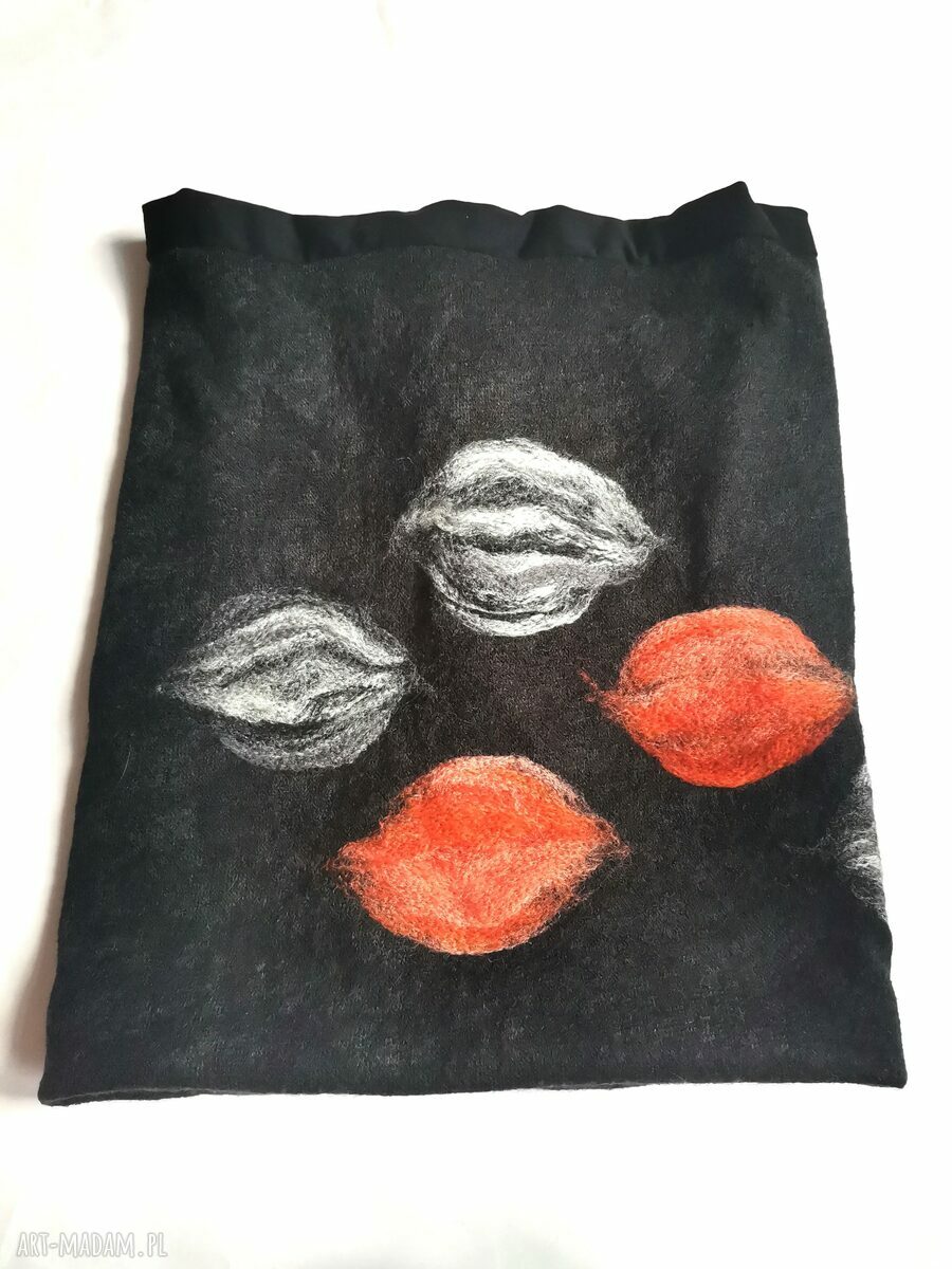 Czarny komin tuba z filcowanej wełny 33x48 cm - na podszewce