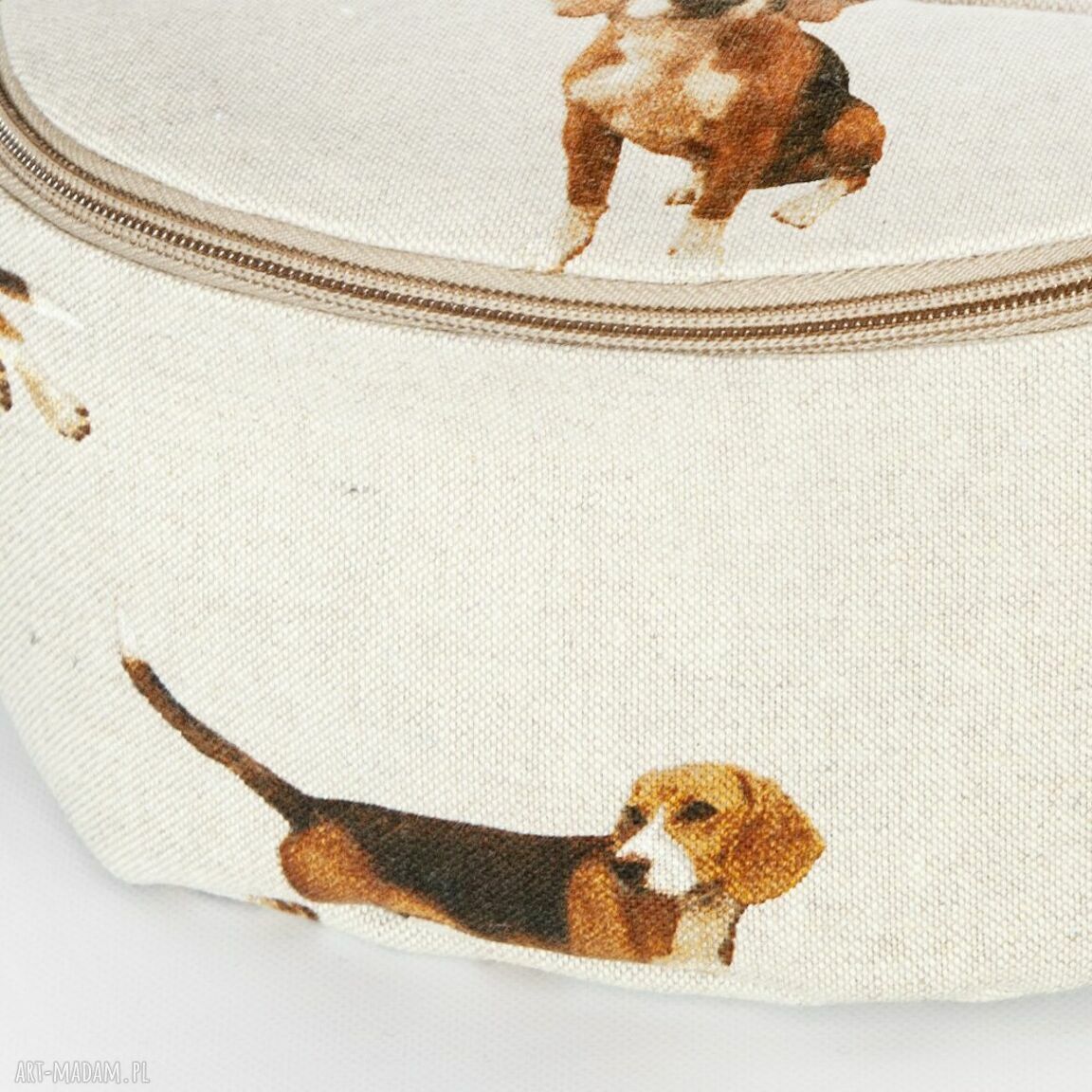 Saszetka nerka Beagle bawełniana z wodoodporną podszewką i regulowanym paskiem