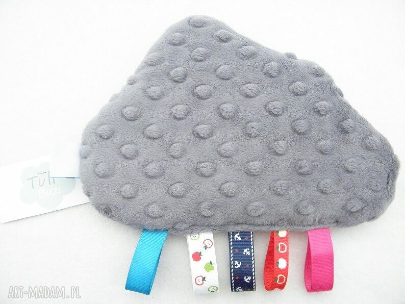 Tuli Chmurka - sensorek z metkami - minky przytulanka sensoryczna - LISKI minky CHARCOAL