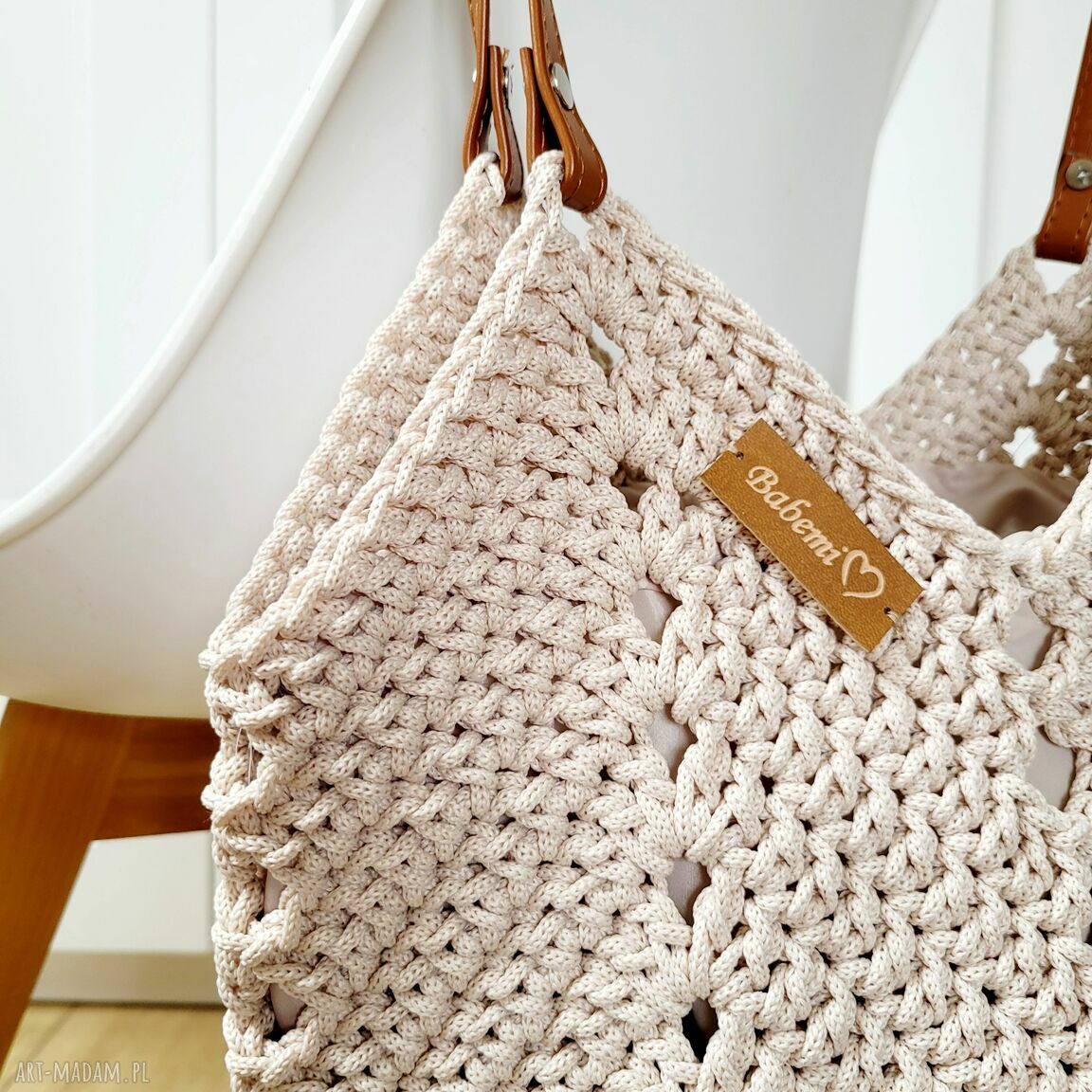 Torba Tulip Bag na ramię z sznurka lnianego - wodoodporna, ażurowa