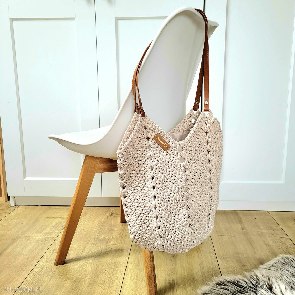 Torba Tulip Bag na ramię z sznurka lnianego - wodoodporna, ażurowa