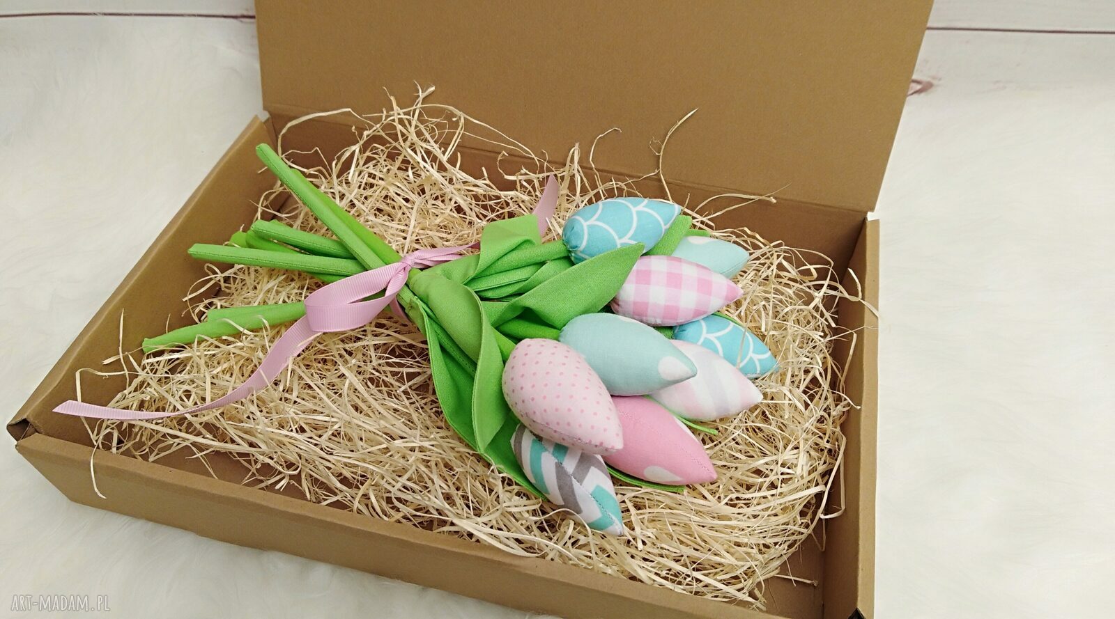 Tulipany z antyalergicznej bawełny - bukiet 9 sztuk (30 cm)
