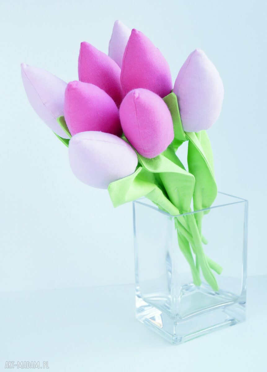 święta prezenty: TULIPANY BAWEŁNIANE DEKORACJA 8 SZT. ręcznie zrobione