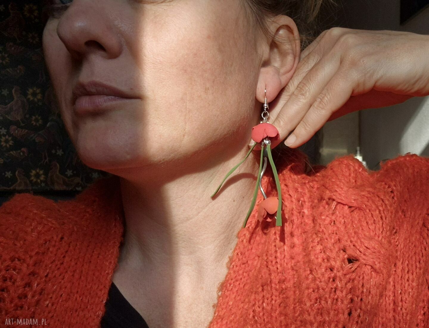 Kolczyki tulipany leciutkie Boho Frida - etno folk (Box x1)