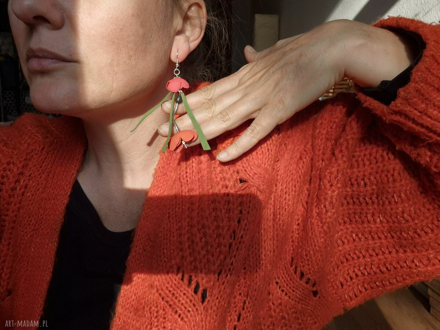 Kolczyki tulipany leciutkie Boho Frida - etno folk (Box x1)
