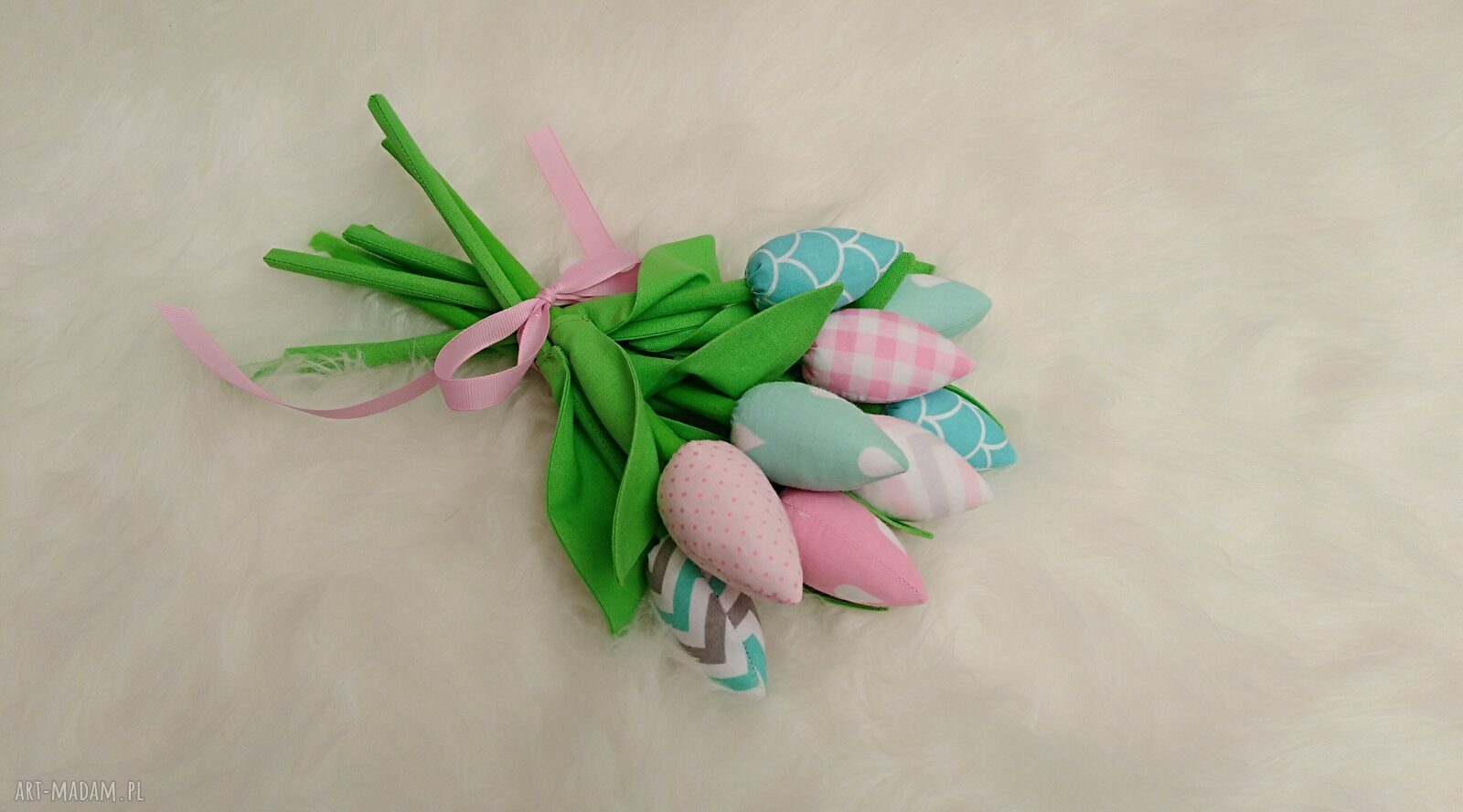 Tulipany z antyalergicznej bawełny - bukiet 9 sztuk (30 cm)