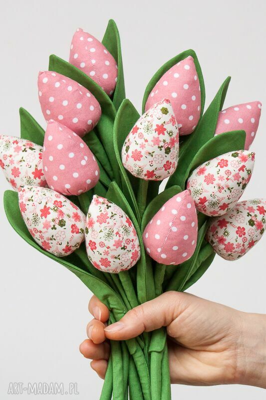 Tulipany z materiału bukiet tulipanów róż 9 sztuk