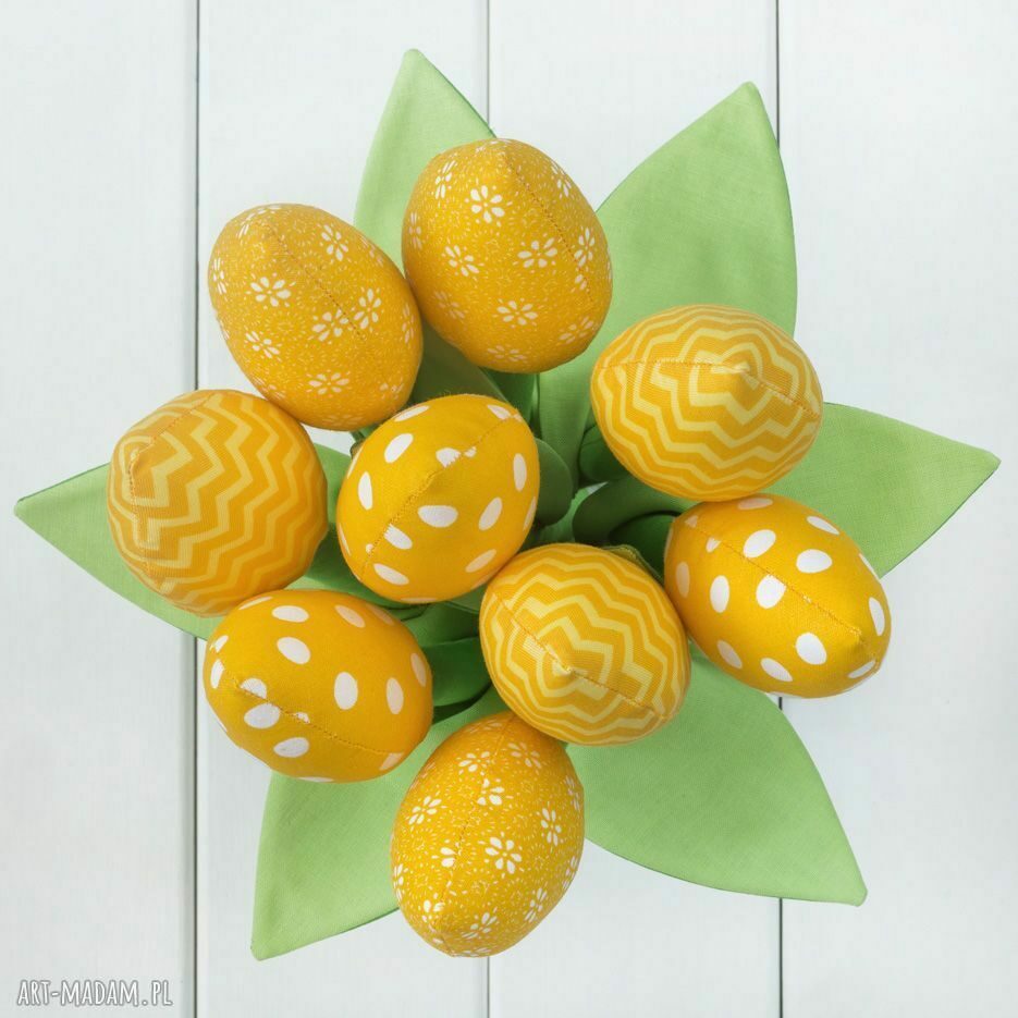 Żółty bawełniany bukiet tulipanów handmade - 9 nie więdnących kwiatów