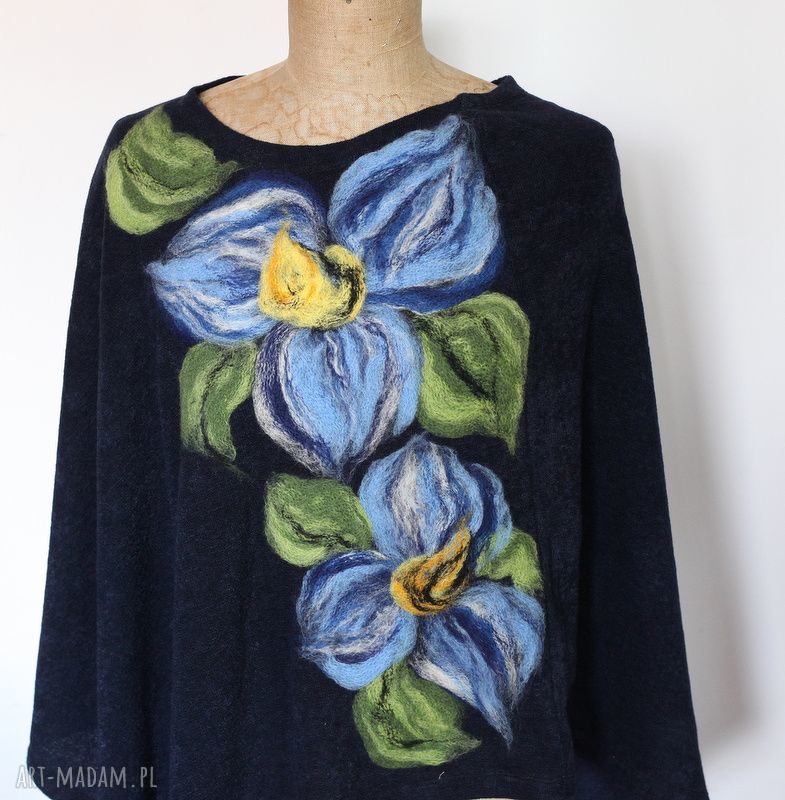 Poncho tunika i Kwiat Magicznego Ogrodnika - handmade dla kobiet - art-Madam.pl