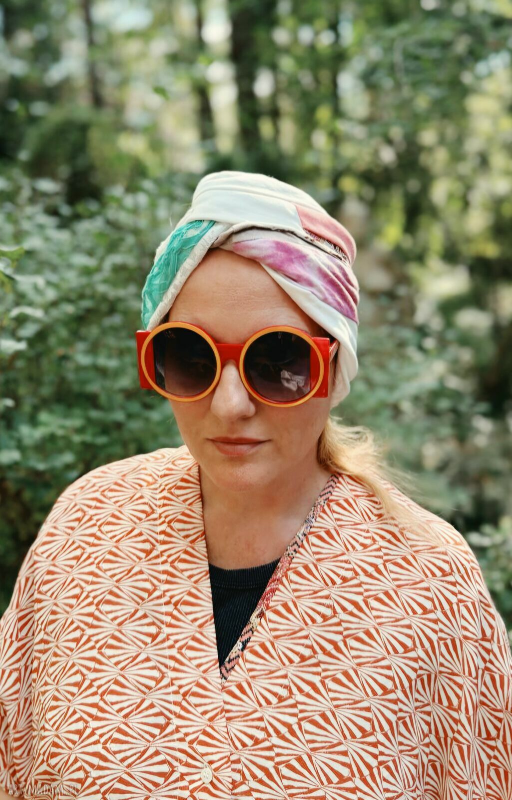 Turban boho patchworkowy - miękkie i oryginalne nakrycie głowy