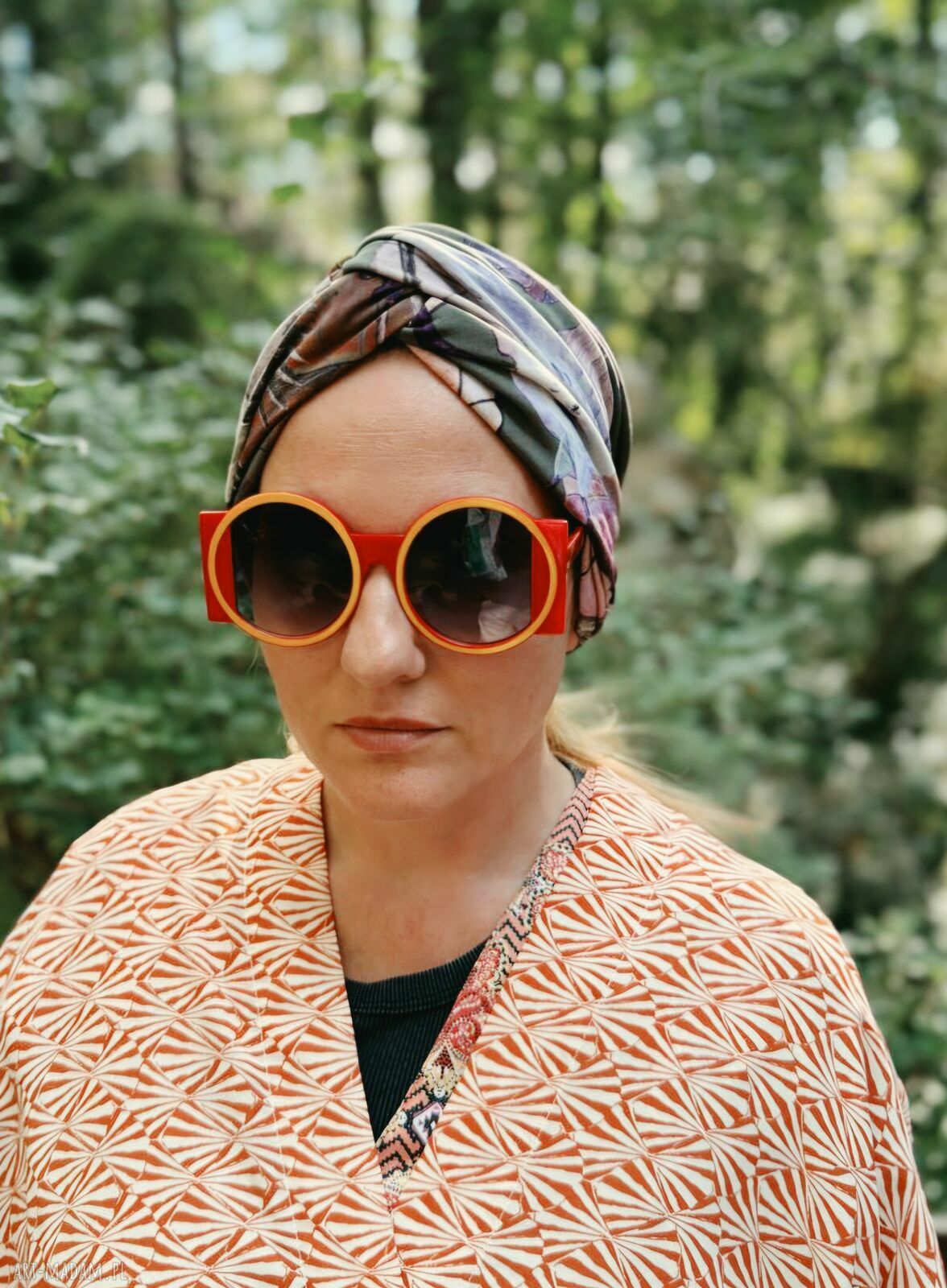 Turban damski boho w kwiaty - miękki i wygodny