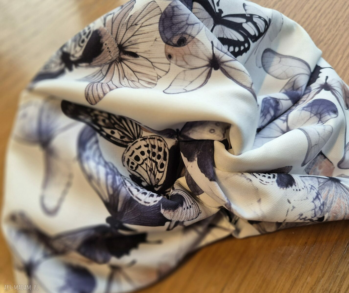 Turban codzienny w motyle - obwód uniwersalny, ręcznie robiony