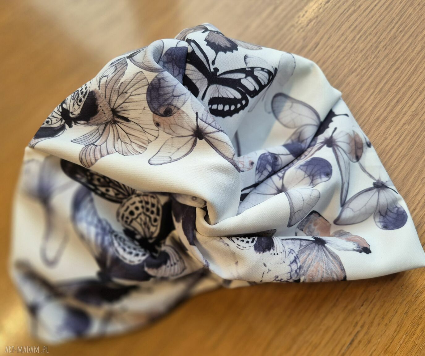 Turban codzienny w motyle - obwód uniwersalny, ręcznie robiony